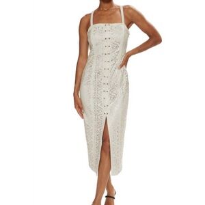 Ramy Brook Miley Perforated Midi Dress Sandstone